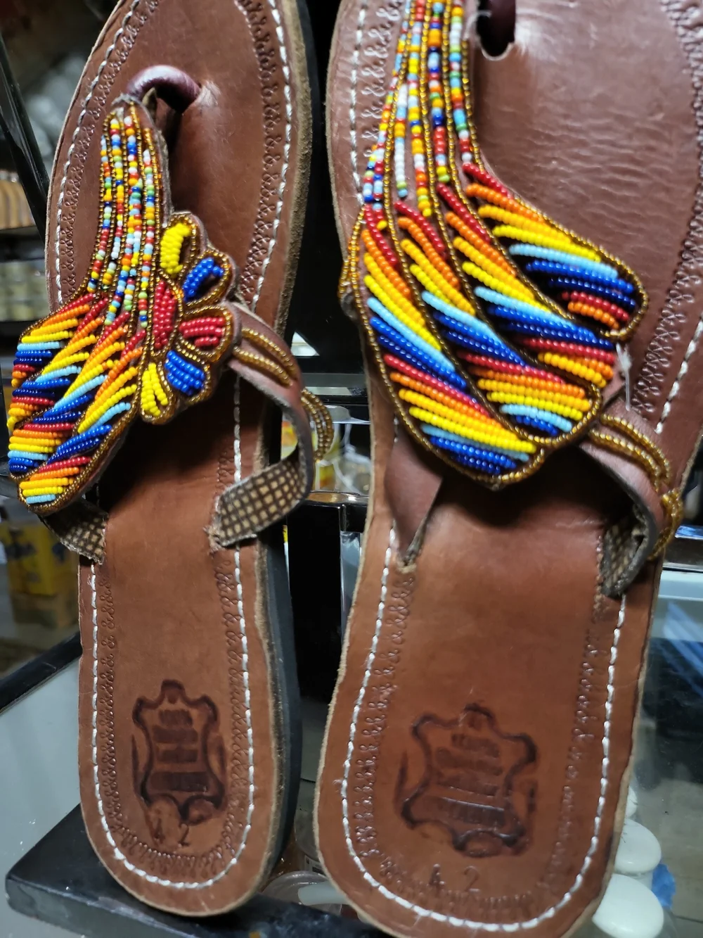 African Maasai Beaded traditional slippers Size 42 us size 11 - Picture 3 of 6